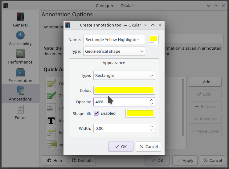 New annotation settings